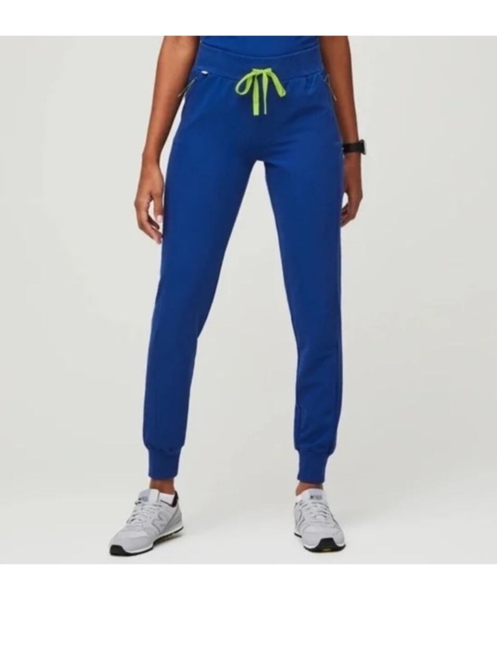 FIGS Women's Electric Blue Boston Slim Joggerw/Neon Yellow Drawstring XXS/R NWT